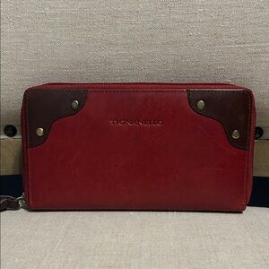 NWT Vintage Tignanello Red and Brown Leather Wallet